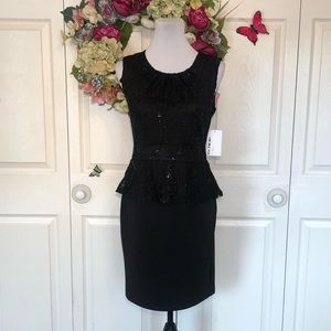 En Focus Lace Peplum Fitted Dress
